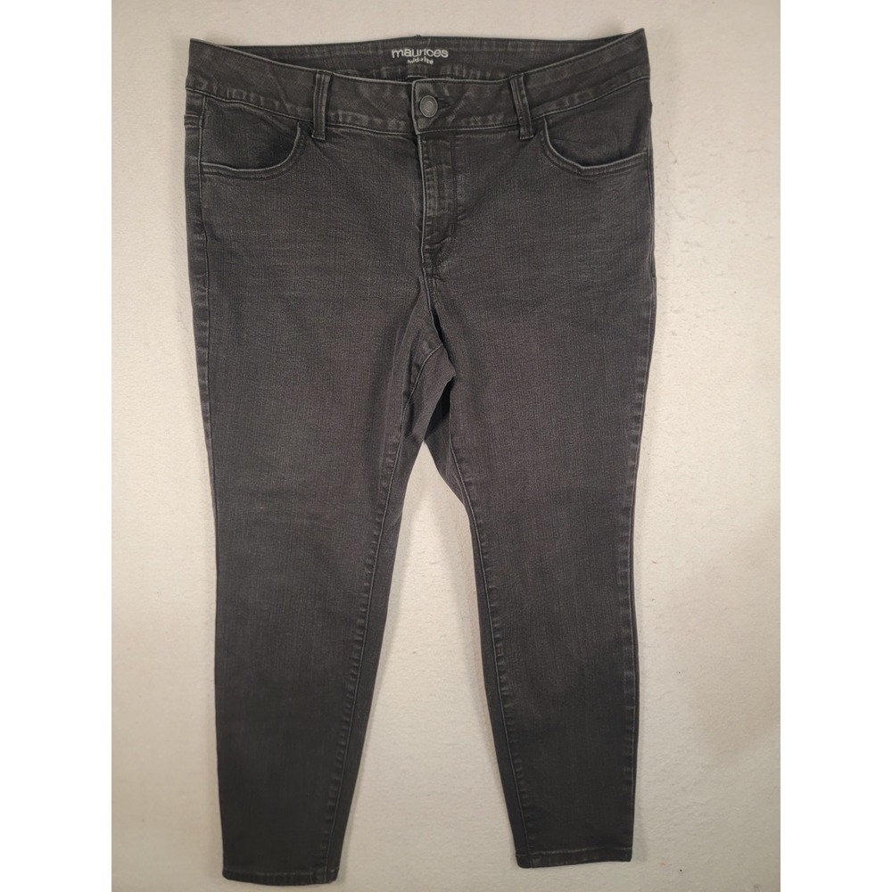 Maurices Jeans 18W Short Womens Mid Rise Skinny‎ Faded Black Charcoal Plus